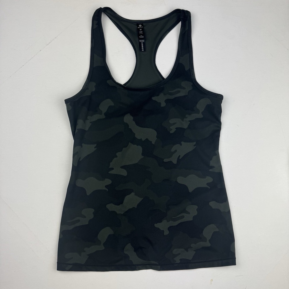 90 Degree By Reflex Tank Top Womens M Green Camo Racerback Athletic Workout